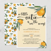 Clementine Sinaasappel A Little Cutie Baby shower Kaart (Voorkant / Achterkant)