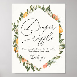 Clementine Sinaasappels en Greenery Diaper Raffle  Poster