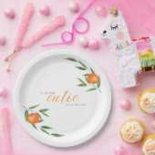 Clementine Watercolor "Cutie" Baby Shower Papieren Bordje (Feest)