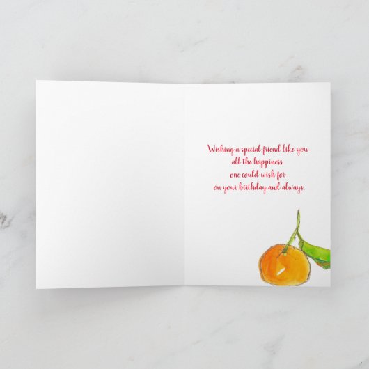 Clementines Fruit Gelukkige Verjaardag Vriend Cust Kaart (Binnen)