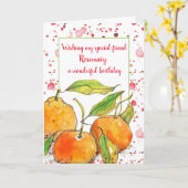 Clementines Fruit Gelukkige Verjaardag Vriend Cust Kaart (Gele Bloem)