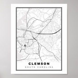 Clemson Kaart Poster
