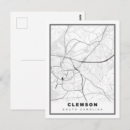 Clemson Map Briefkaart (Voorkant / Achterkant)