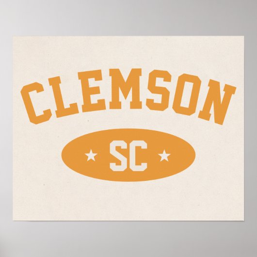 Clemson, SC Vintage Athletic-Style Poster Print (Voorkant)