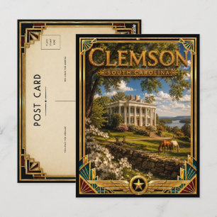 Clemson South Carolina Vintage Art Deco Gouden Tij Briefkaart