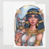 Cleo Godin Sphynx Kat Koningin Fantasy Kunstkaart (Voorkant / Achterkant)
