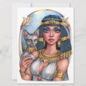 Cleo Godin Sphynx Kat Koningin Fantasy Kunstkaart (Voorkant)