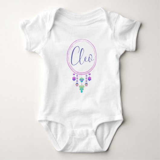 Cleo naam onthullen meisje grillige Schattigee hip Romper (Voorkant)