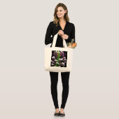 Cleome Hassleriana Spider Flower Paars Floral Grote Tote Bag (Voorkant (model))