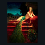 Cleopatra  Art Deco Fantasy Art Poster<br><div class="desc">Dit is een digitaal verbeterde afdruk van een  kunstschilderij van de kunstfantasie van het kunstschilderij Ceopatra met een pauw van Edward Mason Eggleston</div>