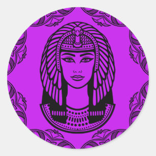 Cleopatra Egyptenaar op Paarse Decoratief Ronde Sticker