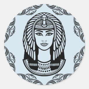 Cleopatra Egyptian over Blue Decorative Ronde Sticker