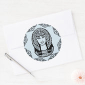 Cleopatra Egyptian over Blue Decorative Ronde Sticker (Envelop)