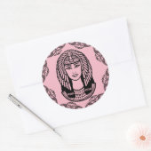 Cleopatra Egyptisch op roze decoratief Ronde Sticker (Envelop)