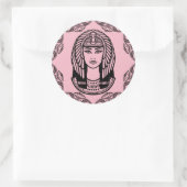 Cleopatra Egyptisch op roze decoratief Ronde Sticker (Tas)