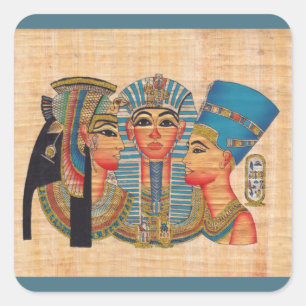 CLEOPATRA Egyptische Koningin Vintage Stijl Kunstw Vierkante Sticker