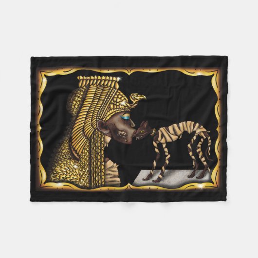 Cleopatra Egyptische mummie, Halloween kat mummie Fleece Deken (Voorkant (Horizontaal))