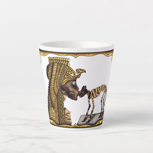 Cleopatra Egyptische mummie, Halloween kat mummie Latte Mok (Voorkant)