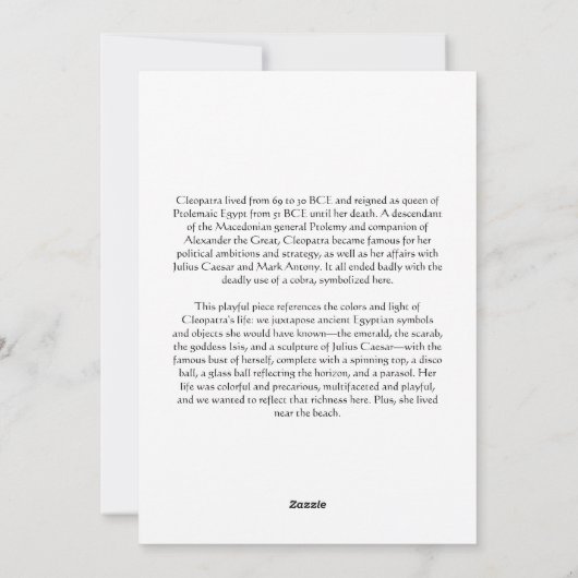 Cleopatra Feestdagenkaart (Achterkant)