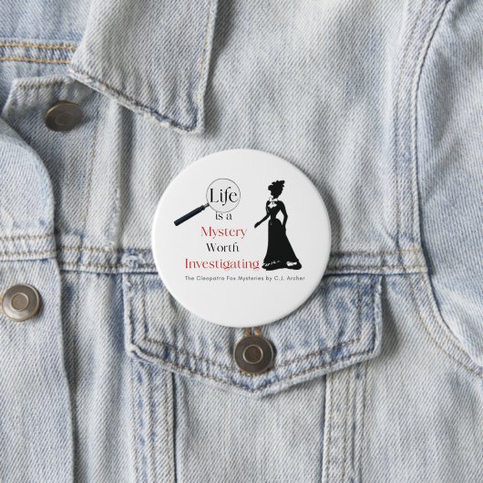 Cleopatra Fox Mysteries Pin Button Badge (In situ)