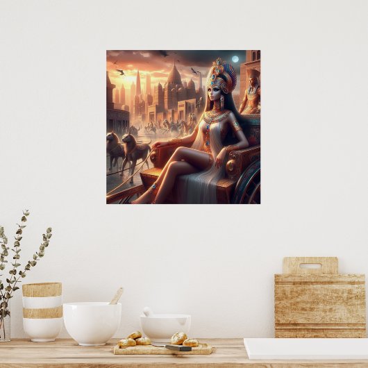 Cleopatra koningin op wagen poster (Keuken)
