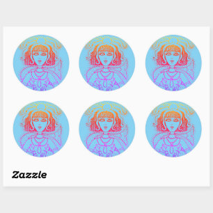 CLEOPATRA OCTOPUS ZEEMEERMIN, FANTASY GOTHIC SIREN RONDE STICKER