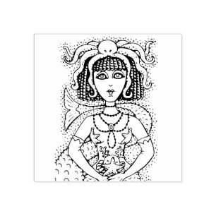 CLEOPATRA OCTOPUS ZEEMEERMIN, FANTASY GOTHIC SIREN RUBBERSTEMPEL