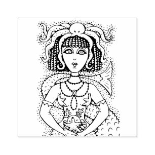 CLEOPATRA OCTOPUS ZEEMEERMIN, FANTASY GOTHIC SIREN RUBBERSTEMPEL
