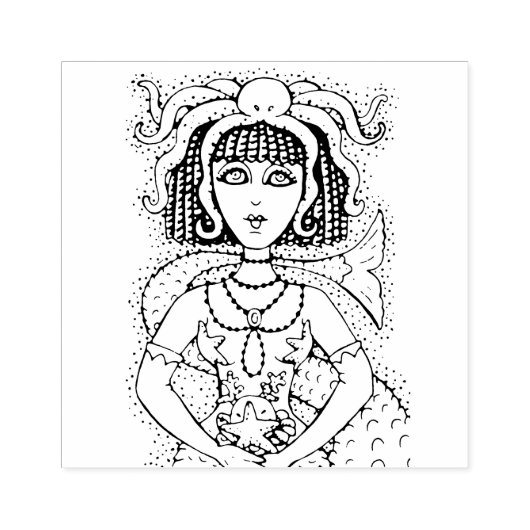 CLEOPATRA OCTOPUS ZEEMEERMIN, FANTASY GOTHIC SIREN RUBBERSTEMPEL (Afrduk)