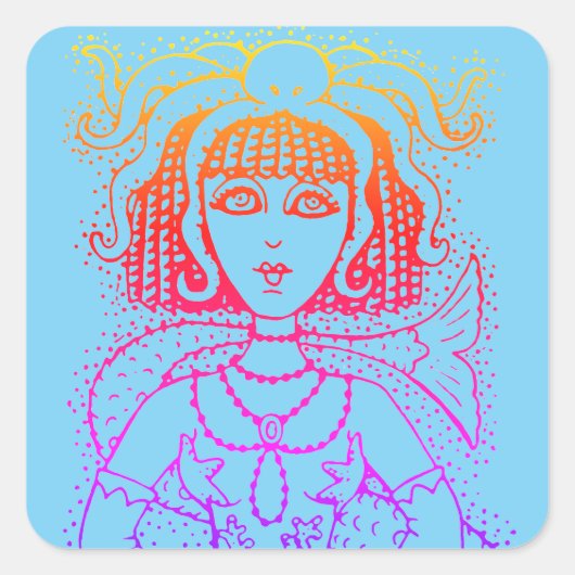 CLEOPATRA OCTOPUS ZEEMEERMIN, FANTASY GOTHIC SIREN VIERKANTE STICKER (Voorkant)