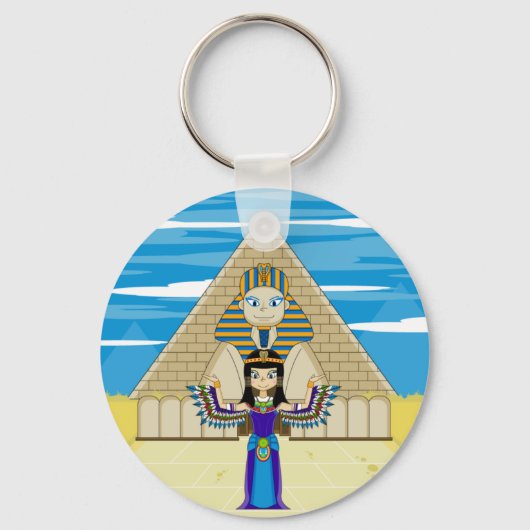 Cleopatra op de Great Sphinx Keycahin Sleutelhanger (Voorkant)