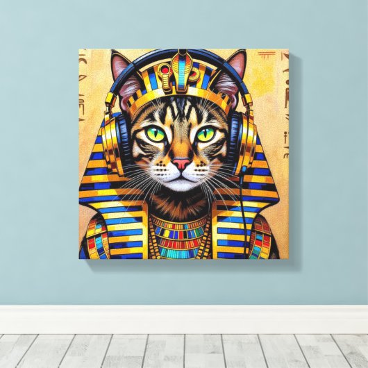 CLEOPATRA QUEEN OF THE NILE-BENGAL CAT CANVAS AFDRUK (Insitu (Houten vloer))