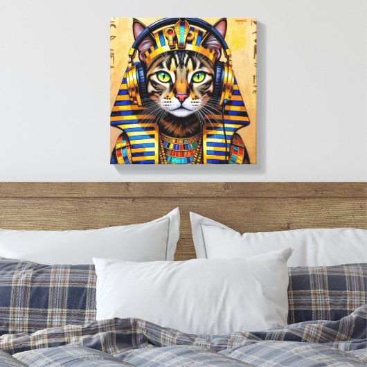 CLEOPATRA QUEEN OF THE NILE-BENGAL CAT CANVAS AFDRUK (Insitu (Slaapkamer))