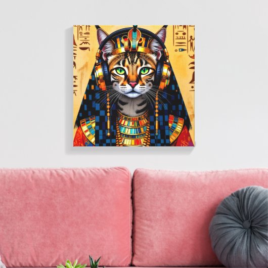 CLEOPATRA QUEEN OF THE NILE-SERVAL CAT 2 CANVAS AFDRUK (Insitu (Woonkamer))
