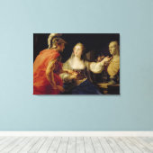 Cleopatra toont Octavius de buste van Julius Canvas Afdruk (Insitu (Houten vloer))