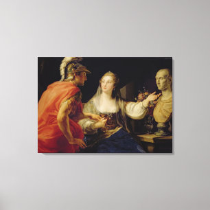 Cleopatra toont Octavius de buste van Julius Canvas Afdruk