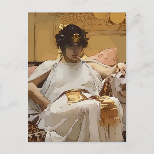 Cleopatra Waterhouse Gevecteerde Kunst Briefkaart (Voorkant)