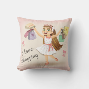Cleo's "I Love Shopping" 16X16 Pillow Kussen