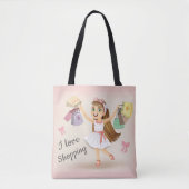 Cleo's "I Love Shopping"-Canvas tas (Voorkant)
