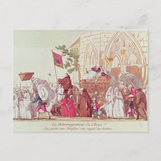 Clergy verlaat de kerk na verkoop briefkaart (Voorkant)