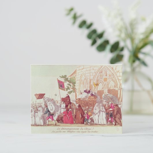 Clergy verlaat de kerk na verkoop briefkaart (Staand voorkant)