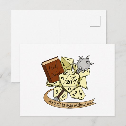 Cleric Dice Design Feestdagenkaart (Voorkant / Achterkant)