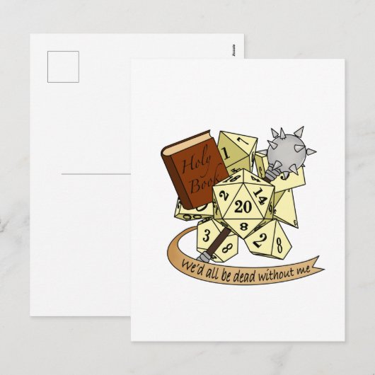 Cleric Dice Design Feestdagenkaart (Voorkant / Achterkant)