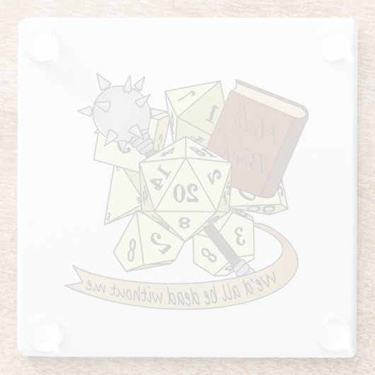 Cleric Dice Design Glazen Onderzetter (Achterkant)
