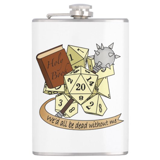 Cleric Dice Design Heupfles (Voorkant)