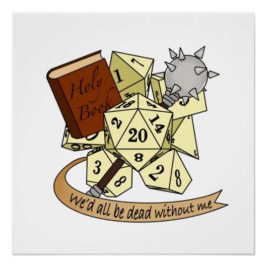 Cleric Dice Design Perfect Poster (Voorkant)