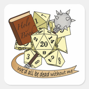 Cleric Dice Design Vierkante Sticker