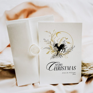 Clessic Bloemen Herten Custom Foto Kerstmis Feestdagenkaart