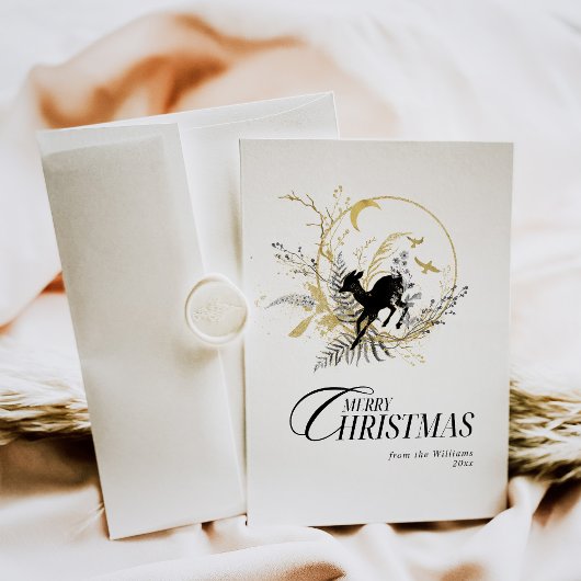 Clessic Bloemen Herten Custom Foto Kerstmis Feestdagenkaart