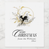 Clessic Bloemen Herten Custom Foto Kerstmis Wijn Etiket (Enkel label)